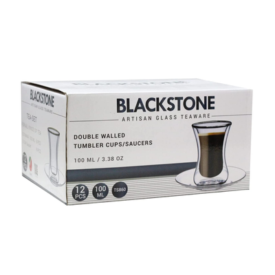 Blackstone Borosilicate Double Wall Glass Tea 100 ml 12 Piece Set - Al Makaan Store