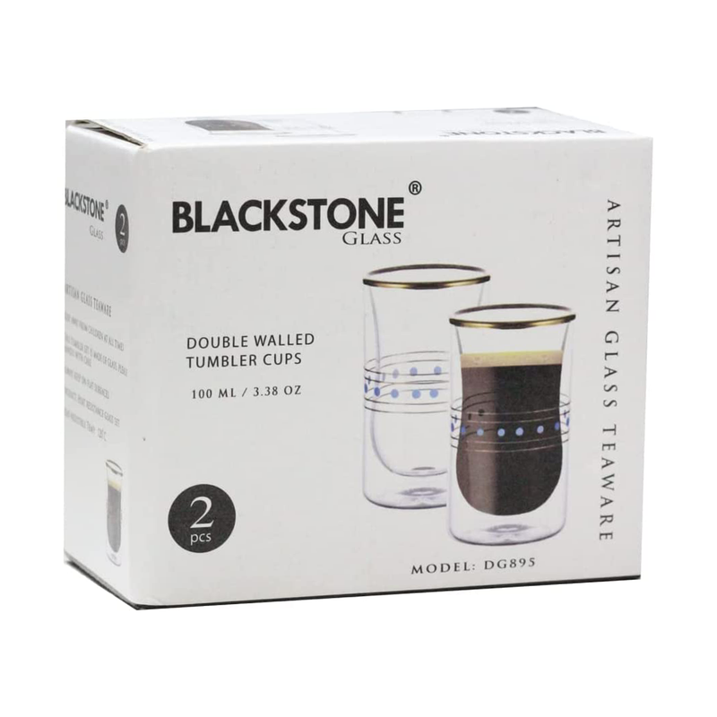Blackstone Borosilicate Double Wall Glass Tumbler 100 ml 2 Piece Set - Al Makaan Store