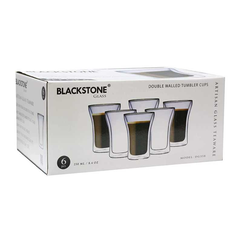 Blackstone Borosilicate Double Wall Glass Tumbler 250 ml 6 Piece - Al Makaan Store