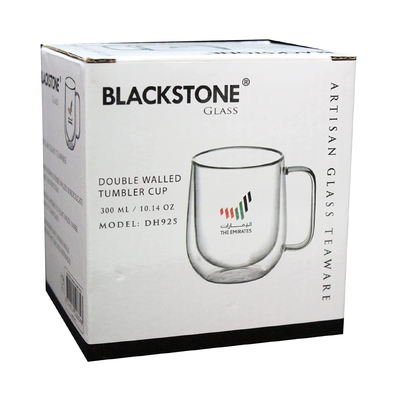 Blackstone Borosilicate Double Wall Glass Tumbler 300 ml with Print - Al Makaan Store