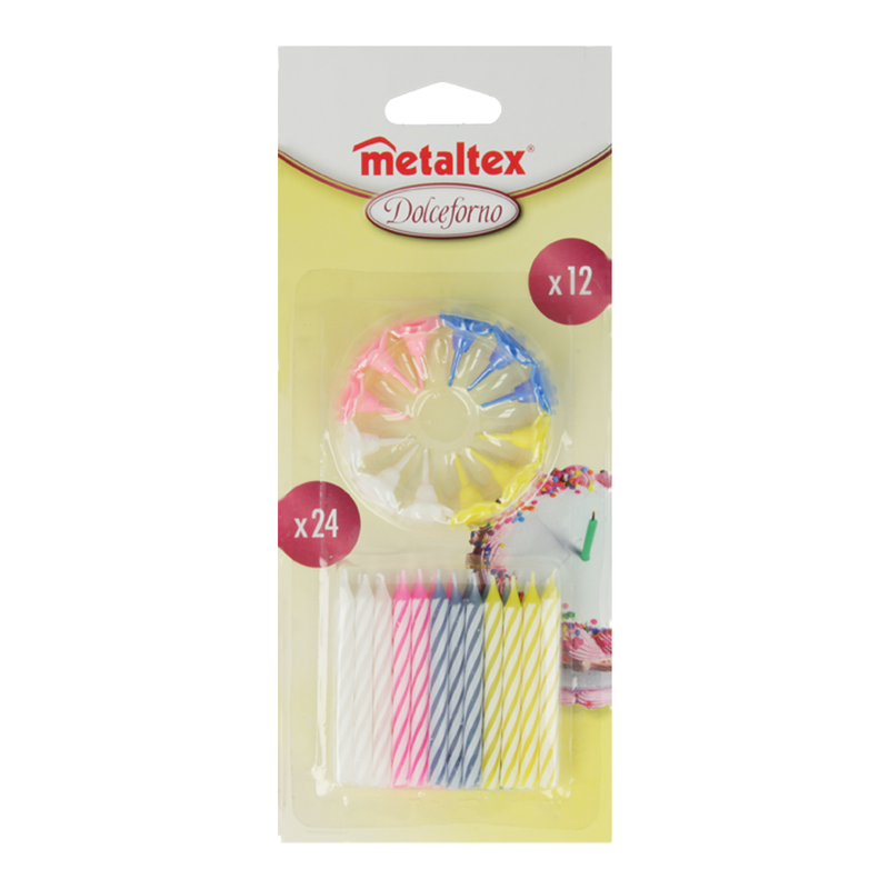 Metaltex Dolceforno Set of 24 Anniversary Candles with 12 Holders - Al Makaan Store