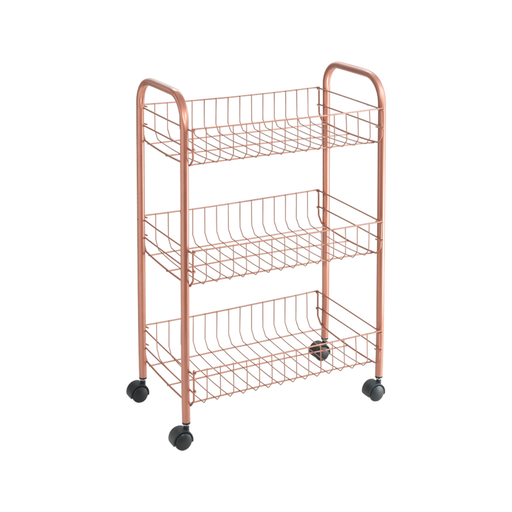 Metaltex Lugano Copper 3 Tier Rolling Cart - Al Makaan Store