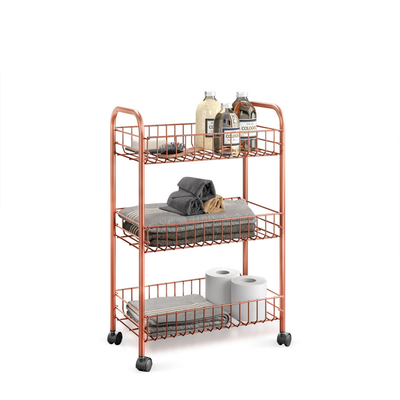 Metaltex Lugano Copper 3 Tier Rolling Cart - Al Makaan Store