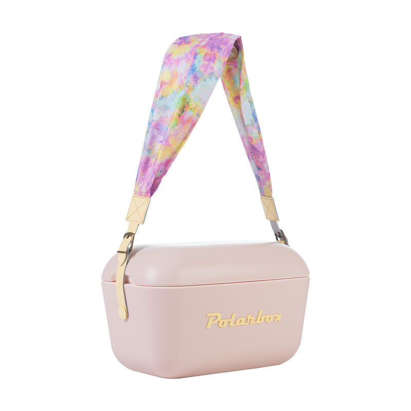 an Image of  A yellow tie-dye patterned interchangeable strap for Polarbox's 20L & 12L cooler box.