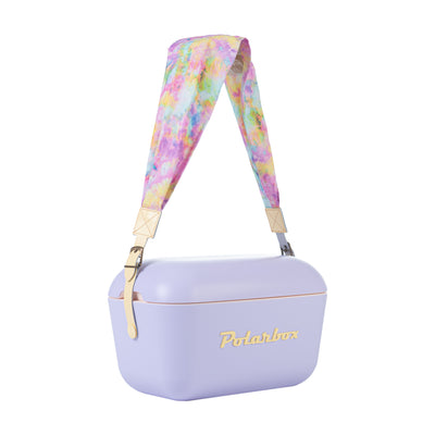 an Image of  A yellow tie-dye patterned interchangeable strap for Polarbox's 20L & 12L cooler box.