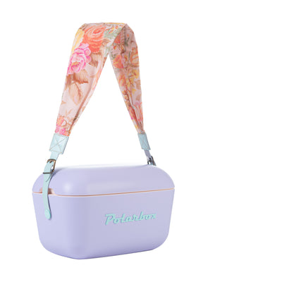 Image of a Polarbox Flower Cyan Interchangeable Strap. The strap is designed for use with a 20L and 12L Cooler Box.