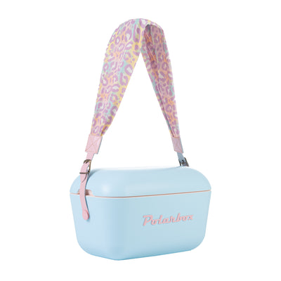 an Image of  A pink interchangeable strap for a Polarbox Animal cooler box. The strap is made to fit both the 20L and 12L cooler box sizes. It is a fun and stylish accessory to personalize and carry your cooler box with ease.