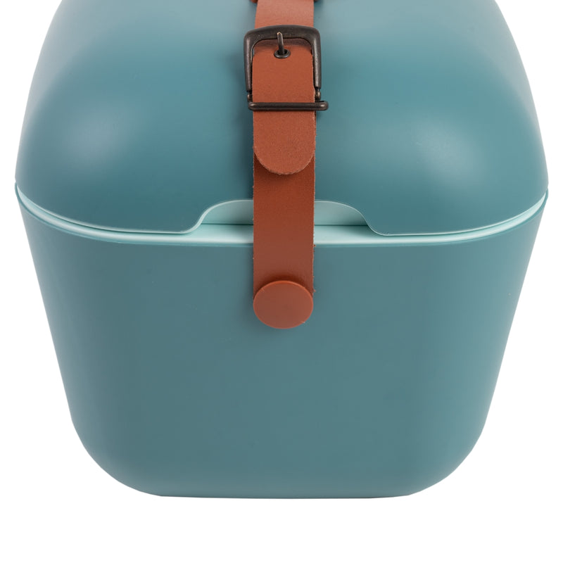 Polarbox 20L Classic Cooler Box with Leather Strap in Blue and Marine Rose color - a spacious and durable cooler box with a convenient leather strap for easy carrying. Perfect for keeping your food and drinks cool and fresh during outdoor activities, picnics or camping trips.