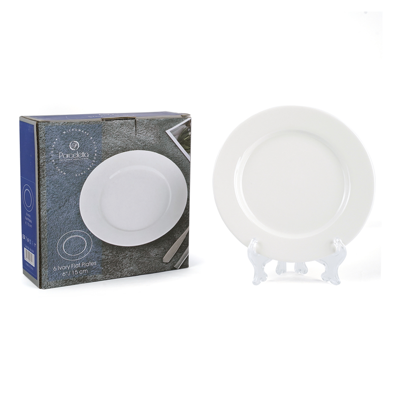 Porceletta 6 Piece Ivory Flat Plates Set - Al Makaan Store