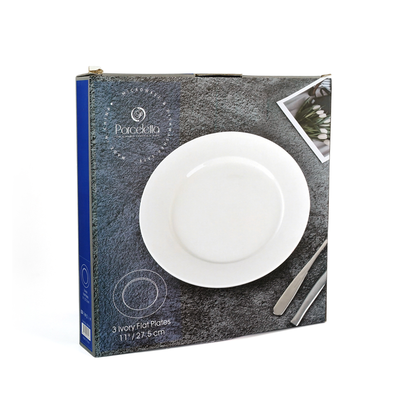 Porceletta 3 Piece Ivory Flat Plates Set - Al Makaan Store