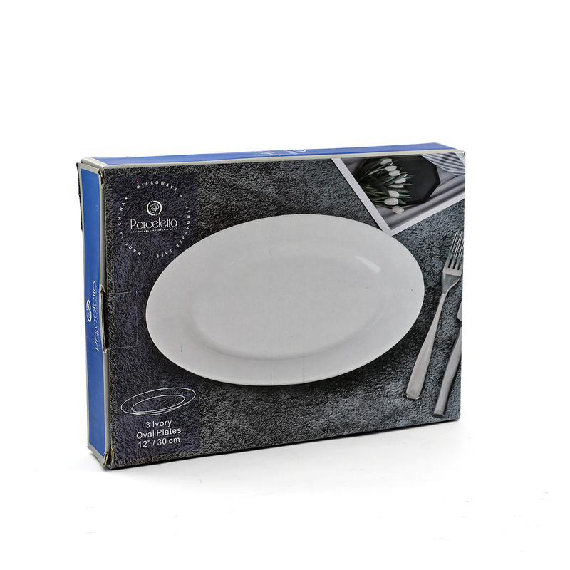 Porceletta 3 Piece Ivory Oval Plates Set - Al Makaan Store