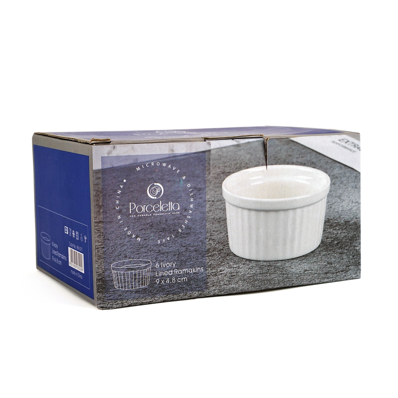 Porceletta 6 Piece Ivory Lined Ramakins 9 cm Set - Al Makaan Store