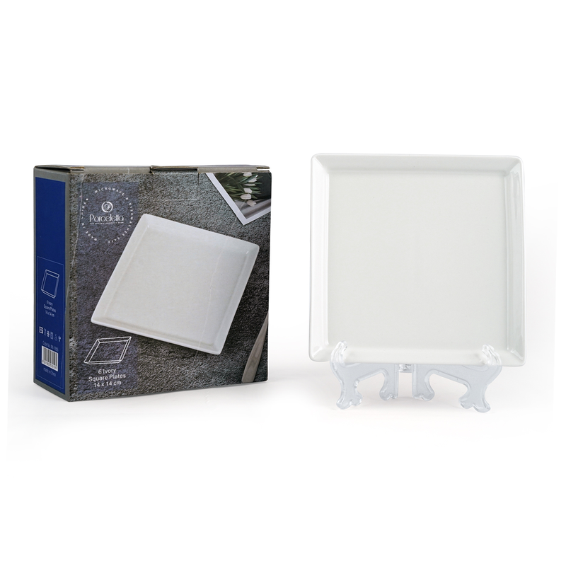 Porceletta 6 Piece Ivory Square Plates Set - Al Makaan Store