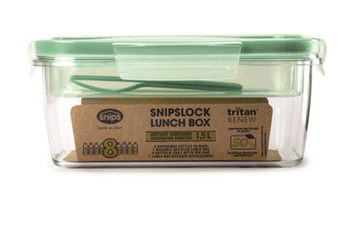 Snips Tritan Renew Airtight Rectangular Lunch Box 1.5 Liter Fork & Knife - Al Makaan Store