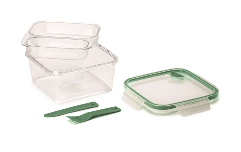 Snips Tritan Renew Airtight Square Lunch Box 1.4 Liter with Fork & Knife - Al Makaan Store