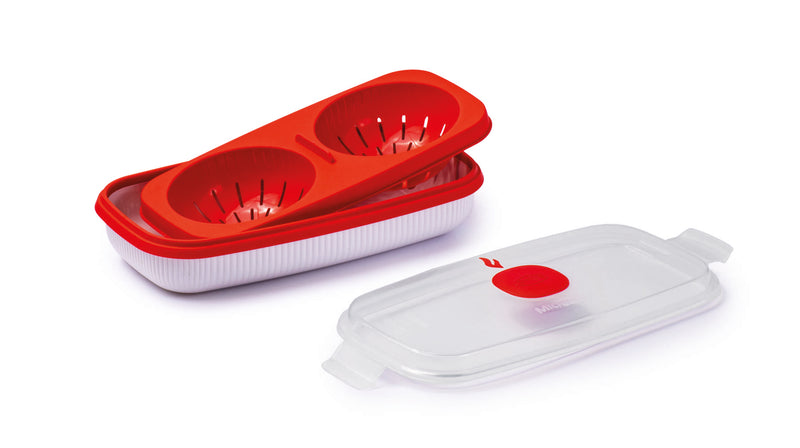 Snips White Microwave Egg Poacher & Omelette Maker 750 ml - Al Makaan Store