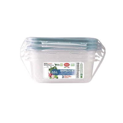 Snips 3 Pieces Snipslock Square Containers Set - Al Makaan Store