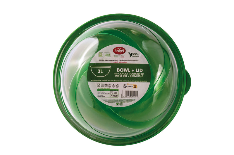 Snips Polystyrene Green Salad Bowl with Lid  23.5 cm - Al Makaan Store