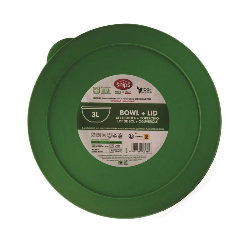Snips Polystyrene Green Salad Bowl with Lid  23.5 cm - Al Makaan Store