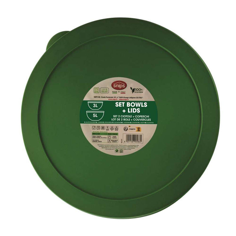 Snips Polystyrene Green Salad Bowl with Lid  23.5 cm - Al Makaan Store
