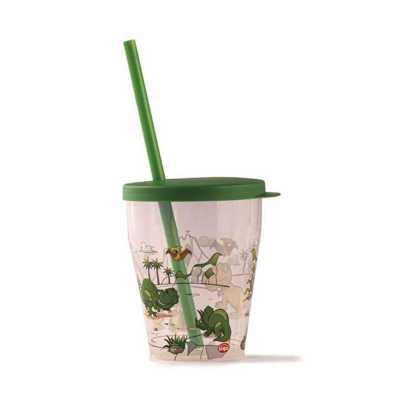 Snips Dino Cup 385 ml with Lid & Straw Set - Al Makaan Store