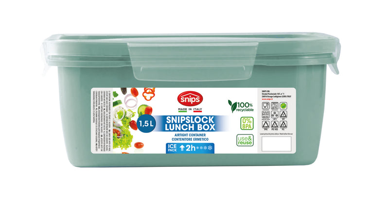 Snips Snipslock Hawaii Rectangular Lunchbox 1.5 Liter with Ice Pack Cooler - Al Makaan Store