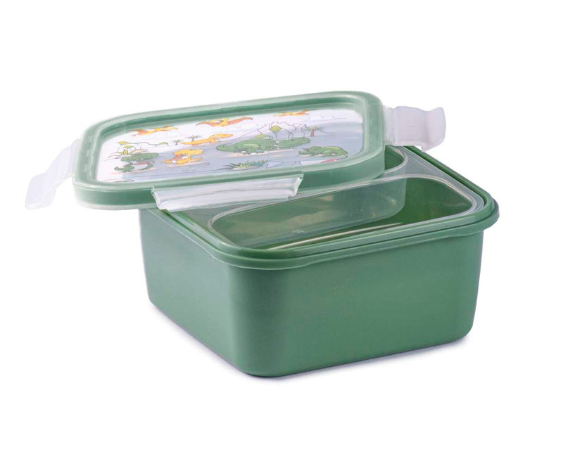 Snips Green Dinosaur lock Square Lunchbox 800 ml - Al Makaan Store