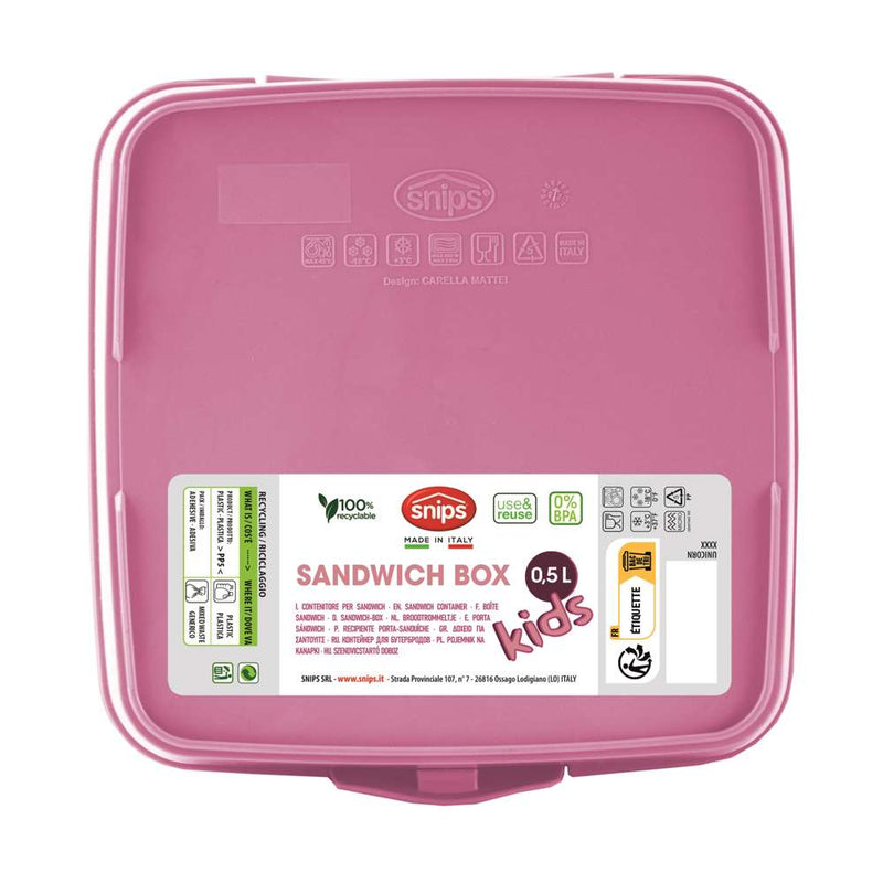 Snips Unicorn PP Pink Sandwich Box 500 ml - Al Makaan Store