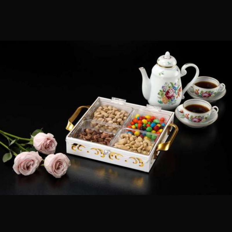 Vague Five Compartment Acrylic Laser Serving Tray - Al Makaan Store