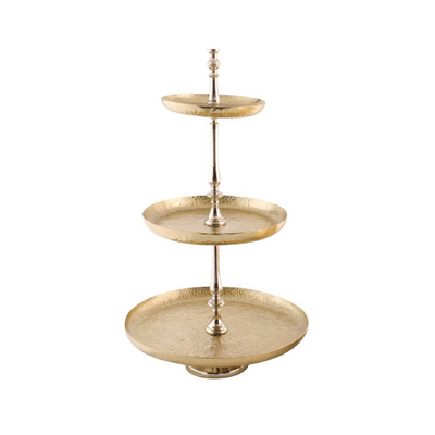 Vague Aluminium Round 3 Tier Stand with Stainless Steel 46 cm India - Al Makaan Store
