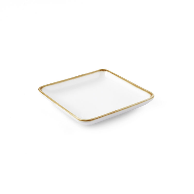 Porceletta Ivory Mocha 4.875 Inch  Square Plate - Al Makaan Store